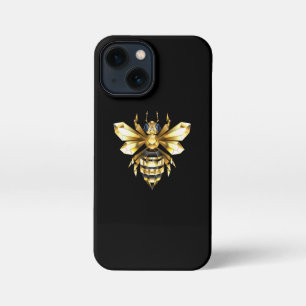 Imitate Gold Foil Logo Bee Polygonal auf Schwarz iPhone 13 Mini Hülle