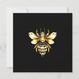 Imitate Gold Foil Logo Bee Polygonal auf Schwarz Karte