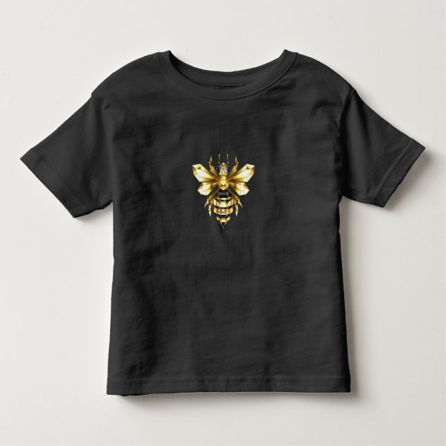 Imitate Gold Foil Logo Bee Polygonal auf Schwarz Kleinkind T-shirt (Vorderseite)