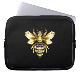 Imitate Gold Foil Logo Bee Polygonal auf Schwarz Laptopschutzhülle