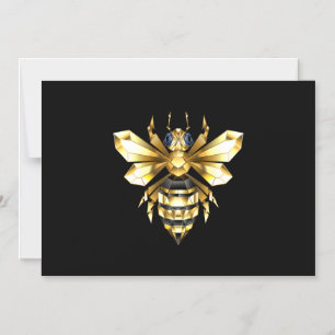 Imitate Gold Foil Logo Bee Polygonal auf Schwarz Magneteinladung