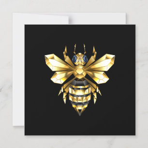 Imitate Gold Foil Logo Bee Polygonal auf Schwarz Magneteinladung