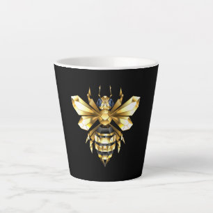 Imitate Gold Foil Logo Bee Polygonal auf Schwarz Milchtasse
