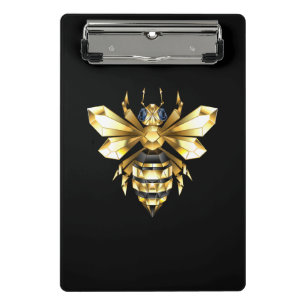 Imitate Gold Foil Logo Bee Polygonal auf Schwarz Mini Klemmbrett
