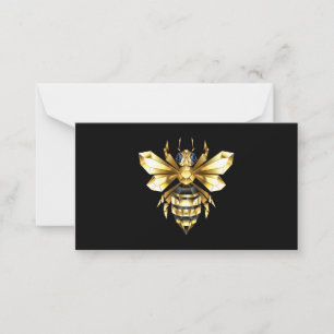 Imitate Gold Foil Logo Bee Polygonal auf Schwarz Mitteilungskarte