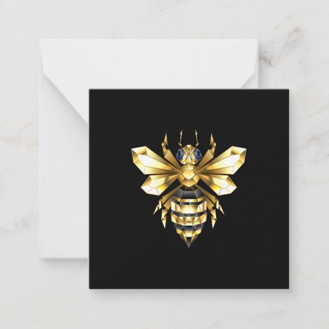Imitate Gold Foil Logo Bee Polygonal auf Schwarz Mitteilungskarte (Vorderseite)
