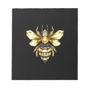 Imitate Gold Foil Logo Bee Polygonal auf Schwarz Notizblock