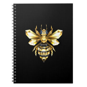 Imitate Gold Foil Logo Bee Polygonal auf Schwarz Notizblock