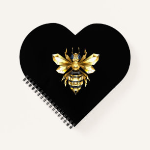 Imitate Gold Foil Logo Bee Polygonal auf Schwarz Notizbuch