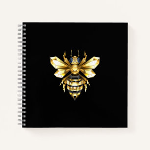 Imitate Gold Foil Logo Bee Polygonal auf Schwarz Notizbuch