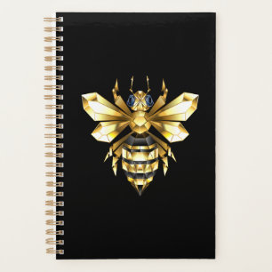 Imitate Gold Foil Logo Bee Polygonal auf Schwarz Planer