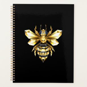 Imitate Gold Foil Logo Bee Polygonal auf Schwarz Planer