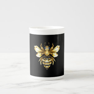 Imitate Gold Foil Logo Bee Polygonal auf Schwarz Prozellantasse