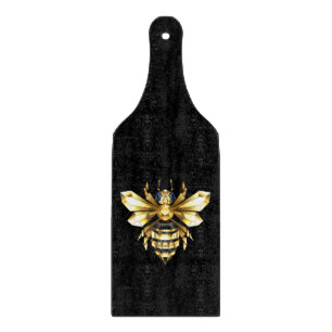 Imitate Gold Foil Logo Bee Polygonal auf Schwarz Schneidebrett