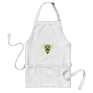 Imitate Gold Foil Logo Bee Polygonal auf Schwarz Schürze