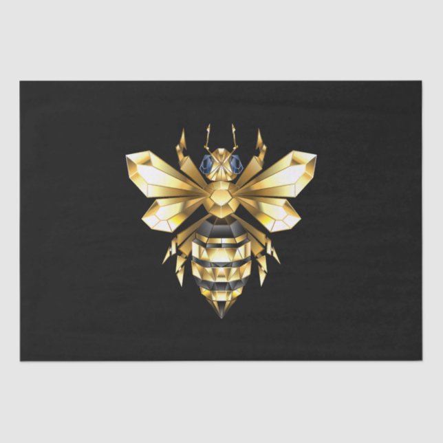 Imitate Gold Foil Logo Bee Polygonal auf Schwarz Seidenpapier (Vorderseite)