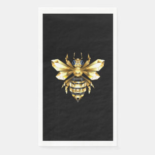Imitate Gold Foil Logo Bee Polygonal auf Schwarz Serviette