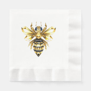 Imitate Gold Foil Logo Bee Polygonal auf Schwarz Serviette