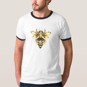 Imitate Gold Foil Logo Bee Polygonal auf Schwarz T-Shirt