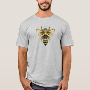 Imitate Gold Foil Logo Bee Polygonal auf Schwarz T-Shirt