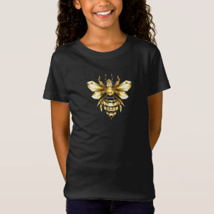 Imitate Gold Foil Logo Bee Polygonal auf Schwarz T-Shirt
