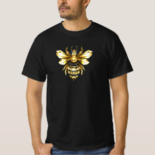 Imitate Gold Foil Logo Bee Polygonal auf Schwarz T-Shirt