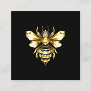 Imitate Gold Foil Logo Bee Polygonal auf Schwarz Telefonnummerkarte