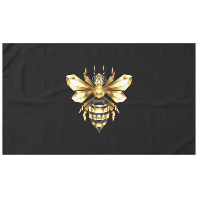 Imitate Gold Foil Logo Bee Polygonal auf Schwarz Tischdecke (Vorderseite (Horizontal))