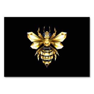 Imitate Gold Foil Logo Bee Polygonal auf Schwarz Tischnummer