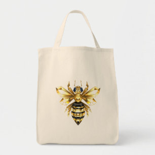 Imitate Gold Foil Logo Bee Polygonal auf Schwarz Tragetasche