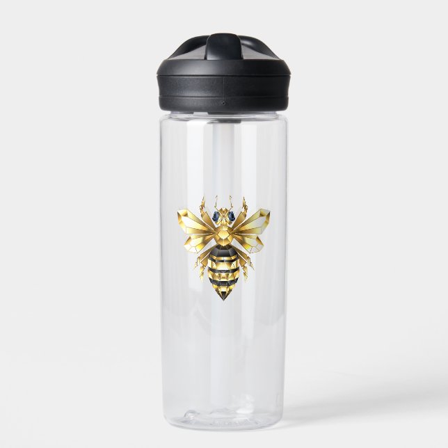 Imitate Gold Foil Logo Bee Polygonal auf Schwarz Trinkflasche (Vorderseite)