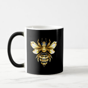Imitate Gold Foil Logo Bee Polygonal auf Schwarz Verwandlungstasse