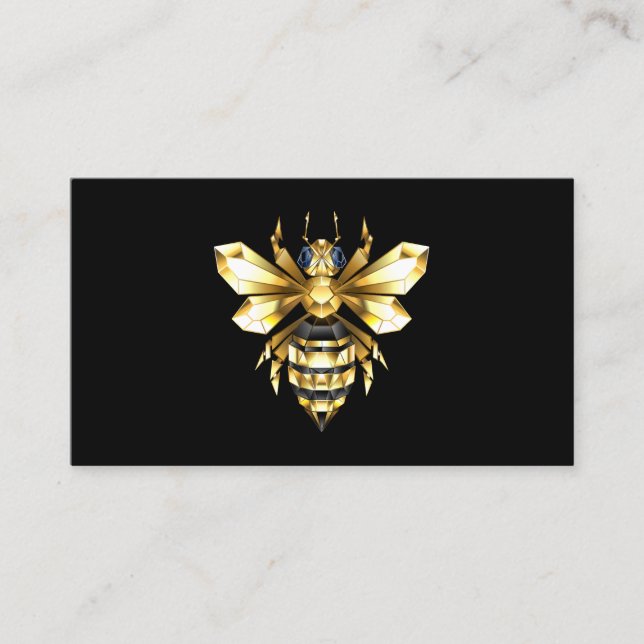 Imitate Gold Foil Logo Bee Polygonal auf Schwarz Visitenkarte (Vorderseite)