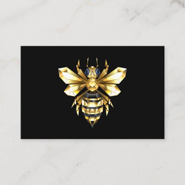 Imitate Gold Foil Logo Bee Polygonal auf Schwarz Visitenkarte (Vorderseite)
