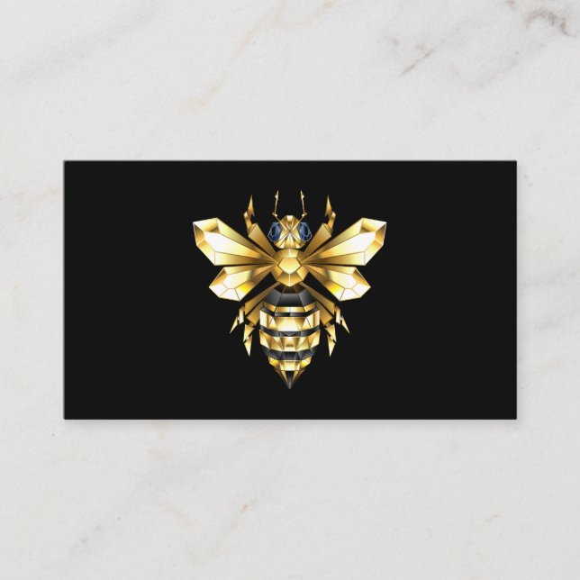 Imitate Gold Foil Logo Bee Polygonal auf Schwarz Visitenkarte (Vorderseite)