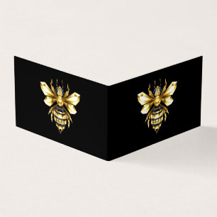 Imitate Gold Foil Logo Bee Polygonal auf Schwarz Visitenkarten