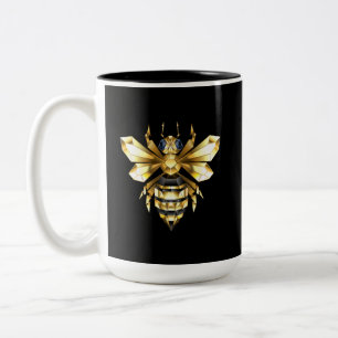 Imitate Gold Foil Logo Bee Polygonal auf Schwarz Zweifarbige Tasse