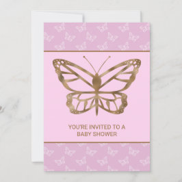 Imitate Gold Foil Look Butterfly - Lila Babydusche Einladung