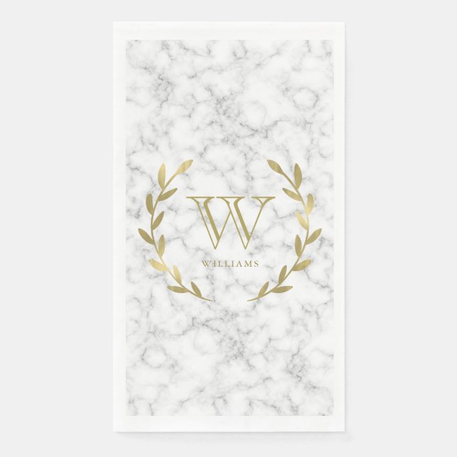 Imitate Gold Foil Monogram auf Marmortextur Serviette (Vorderseite)
