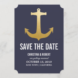 Imitate Gold Foil Nautical Anchor Save the Date