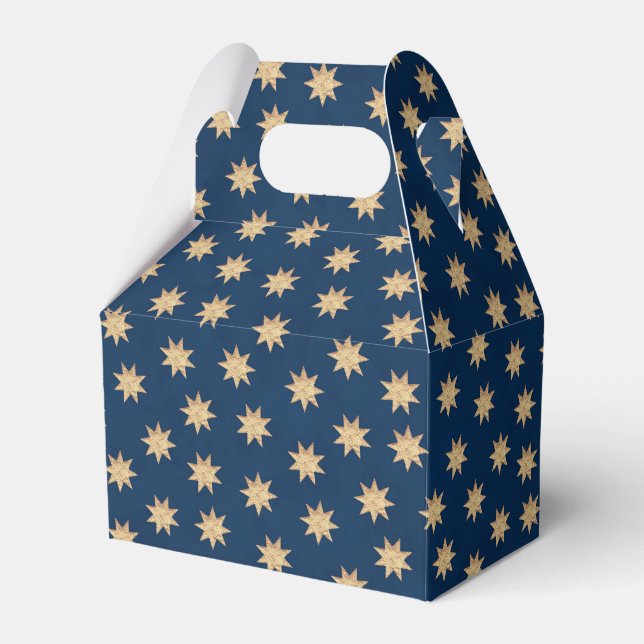 Imitate Gold Foil & Navy Blue Stars Muster Geschenkschachtel (Vorderseite)