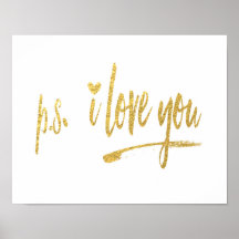 Imitate Gold Foil p.s. I Liebe Sie mit Herz