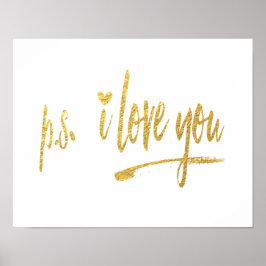 Imitate Gold Foil p.s. I Liebe Sie mit Herz Poster