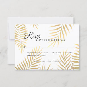 Imitate Gold Foil Palm Blätter Tropical Beach Hoch RSVP Karte