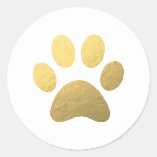Imitate Gold Foil Paw Print Classic Round Sticker