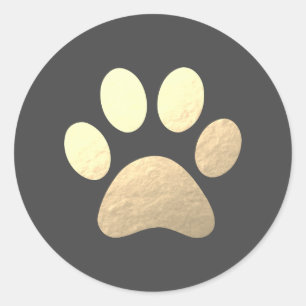 Imitate Gold Foil Paw Print Classic Round Sticker