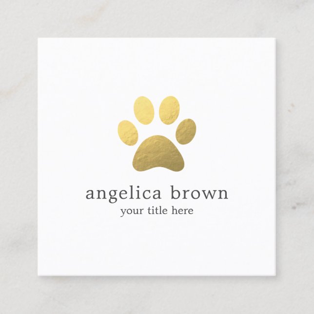 Imitate Gold Foil Paw Print  Quadratische Visitenkarte (Vorderseite)