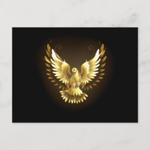 Imitate Gold Foil Peace Dove auf Black Ankündigungspostkarte