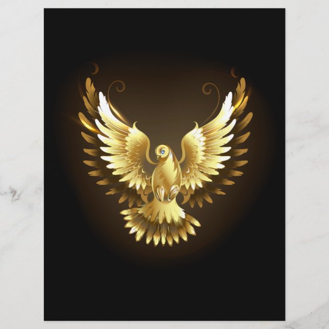 Imitate Gold Foil Peace Dove auf Black Briefbogen (Vorderseite)