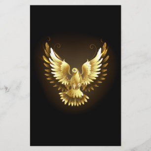 Imitate Gold Foil Peace Dove auf Black Briefpapier